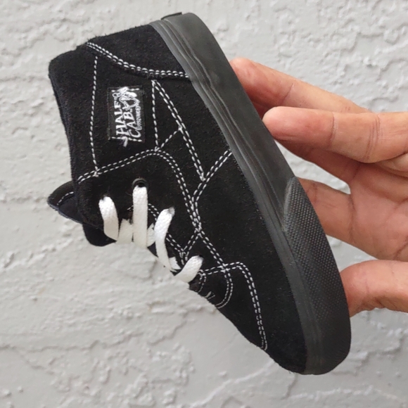 VANS HALF CAB BLACK/WHITE STITCH (TC6D) KIDS PROFESSIONAL SKATE BOARD SHOE - Picture 16 of 17